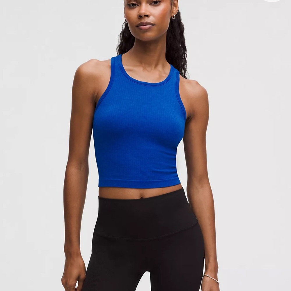 Lululemon Ebb to Street Cropped Racerback Tank Top Cobalt Blue